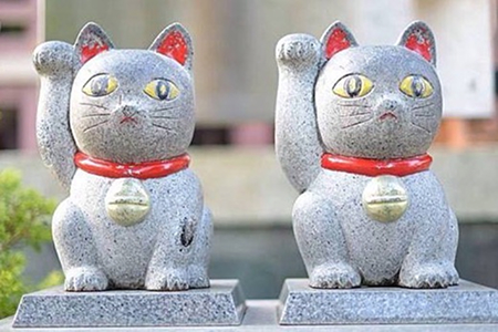 今戸神社の猫の石像写真