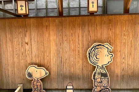 スヌーピー茶屋のスヌーピーの看板の写真